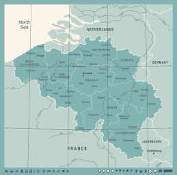  Carte magnétique de Belgique, vintage, bleu