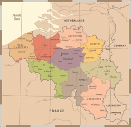  Carte magnétique de Belgique, vintage, COLOREE