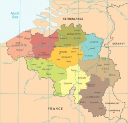  Carte magnétique de Belgique, illustré, COLOREE