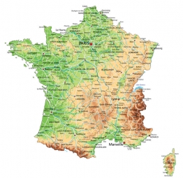  Carte magnétique France, géographique, COLOREE