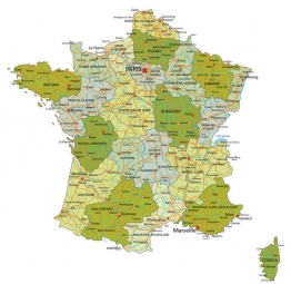  Carte magnétique France, administrative, COLOREE