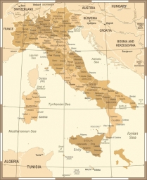  Carte magnétique de l'Italie, vintage, beige