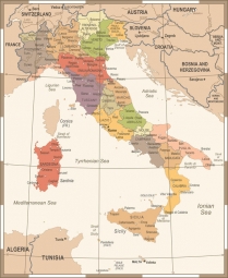  Carte magnétique de l'Italie, vintage, COLOREE