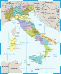  Carte magnétique de l'Italie, illustré, COLOREE