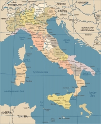  Carte magnétique de l'Italie, vintage, COLOREE