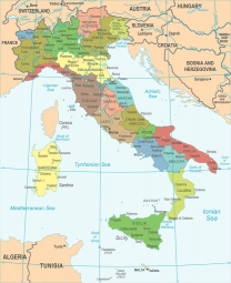  Carte magnétique de l'Italie, illustré, COLOREE