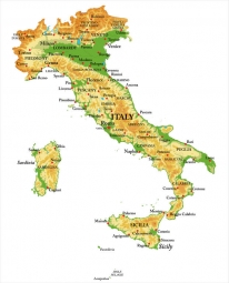  Carte magnétique de l'Italie, géographique, COLOREE