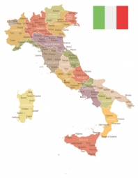  Carte magnétique de l'Italie, illustré, COLOREE