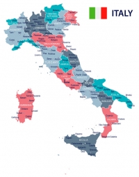  Carte magnétique de l'Italie, illustré, COLOREE