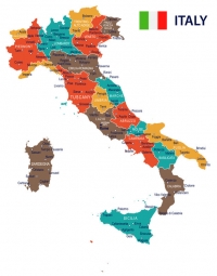 Carte magnétique de l'Italie, illustré, COLOREE