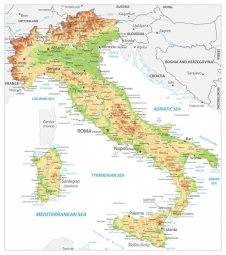  Carte magnétique de l'Italie, géographique, COLOREE