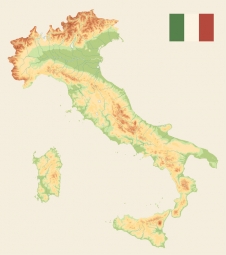  Carte magnétique de l'Italie, géographique, sans étiquettes