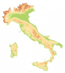  Carte magnétique de l'Italie, géographique, sans étiquettes