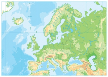  Carte magnétique de l'Europe, géographique, sans étiquettes
