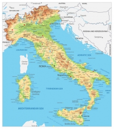  Carte magnétique de l'Italie, géographique, avec des étiquettes