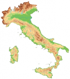  Carte magnétique de l'Italie, géographique, sans étiquettes