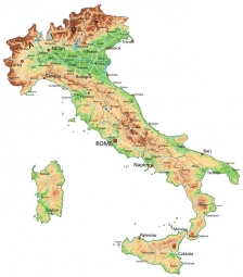  Carte magnétique de l'Italie, géographique, détaillée