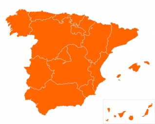 Carte magnétique de l'Espagne, illustré, orange