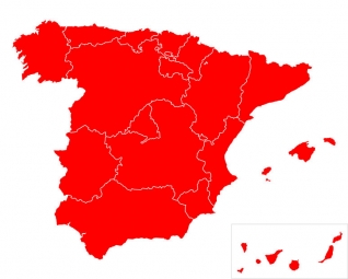  Carte magnétique de l'Espagne, illustré, rouge