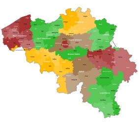  Carte magnétique de Belgique, illustré, COLOREE
