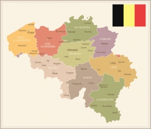  Carte magnétique de Belgique, illustré, COLOREE