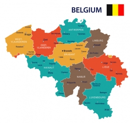  Carte magnétique de Belgique, illustré, COLOREE