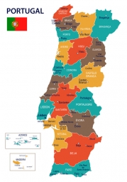  Carte magnétique du Portugal, illustré, COLOREE