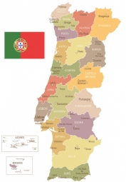  Carte magnétique du Portugal, vintage, COLOREE