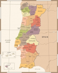  Carte magnétique du Portugal, vintage, COLOREE