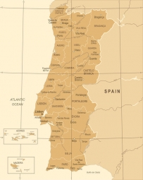  Carte magnétique du Portugal, vintage, beige