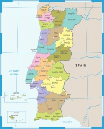  Carte magnétique du Portugal, illustré, COLOREE