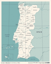  Carte magnétique du Portugal, illustré, blanc bleu