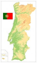  Carte magnétique du Portugal, géographique, COLOREE