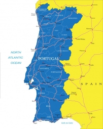  Carte magnétique du Portugal, administrative, bleu