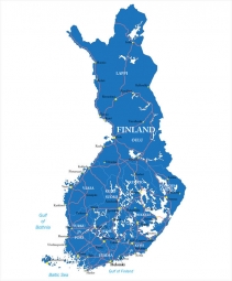  Carte magnétique de la Finlande, administrative, bleu