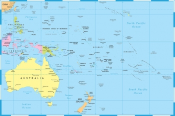  Carte magnétique Australie et Ocenies, politique, COLOREE