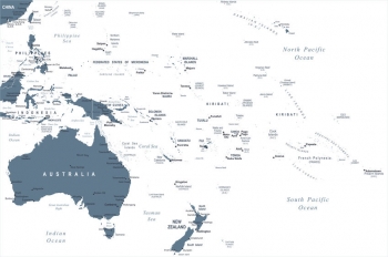  Carte magnétique Australie et Ocenies, illustré, blanc bleu