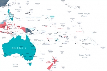  Carte magnétique Australie et Ocenies, illustré, COLOREE