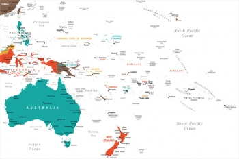  Carte magnétique Australie et Ocenies, illustré, COLOREE