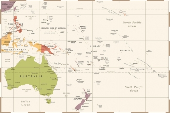  Carte magnétique Australie et Ocenies, illustré, COLOREE