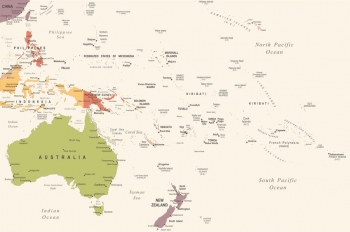 Carte magnétique Australie et Ocenies, vintage, COLOREE