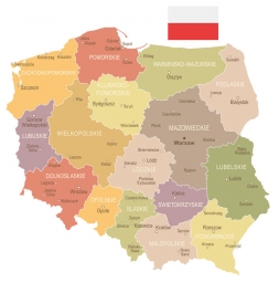  Carte magnétique de la Pologne, illustré, COLOREE