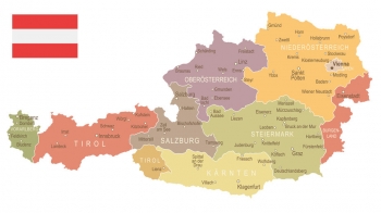  Carte magnétique de l'Autriche, vintage, COLOREE