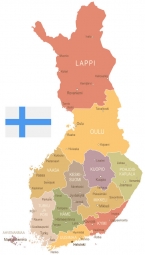  Carte magnétique de la Finlande, vintage, COLOREE