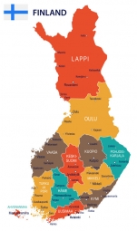  Carte magnétique de la Finlande, illustré, COLOREE