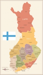  Carte magnétique de la Finlande, illustré, COLOREE