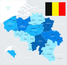  Carte magnétique de Belgique, illustré, bleu