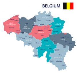  Carte magnétique de Belgique, illustré, COLOREE