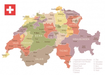  Carte magnétique de la Suisse, illustré, COLOREE