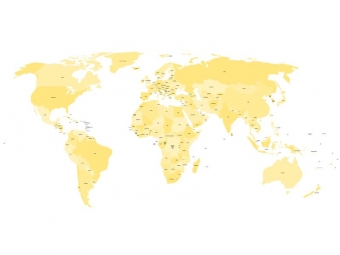  Carte magnétique du monde, illustré, jaune